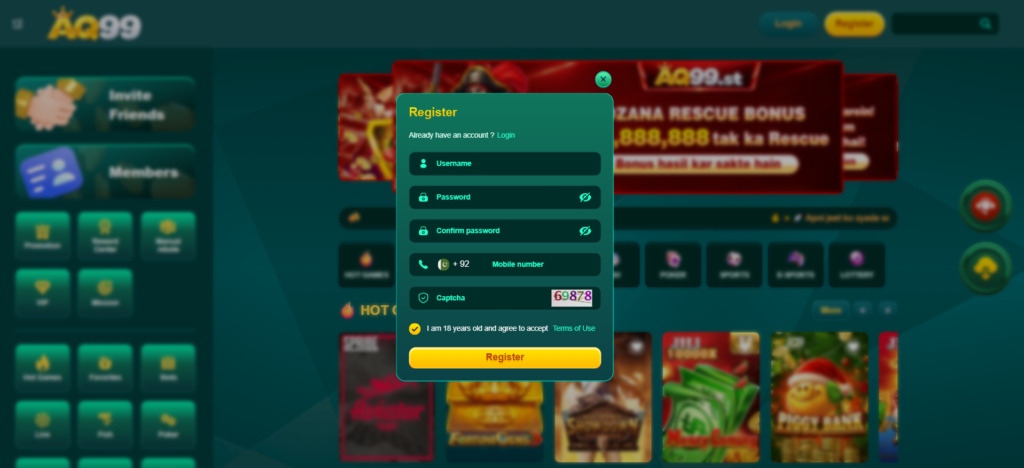 AQ99 Online Game APK 2026 registration Section
