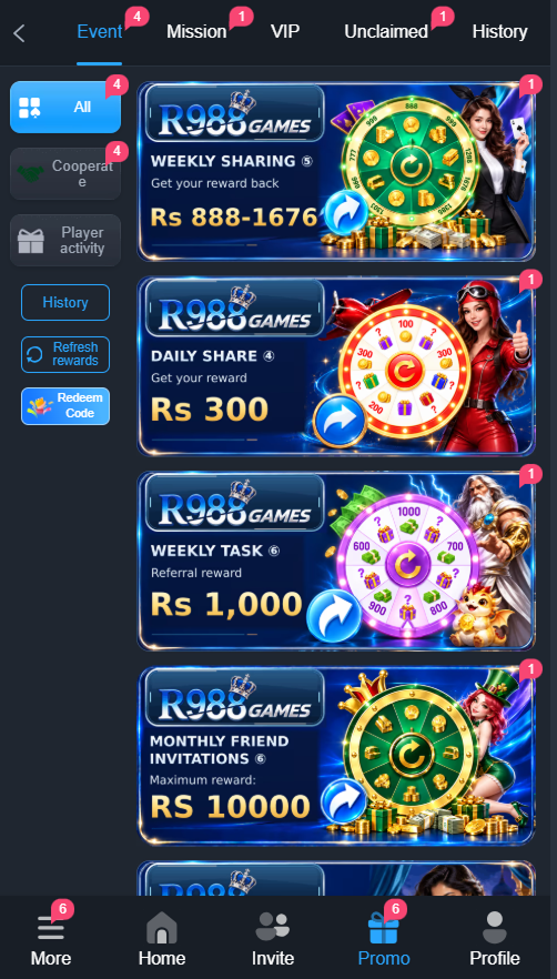 R988 Online Game APK 2026 bonuses and rewards