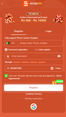 FE786 Win Online APK Game registration page