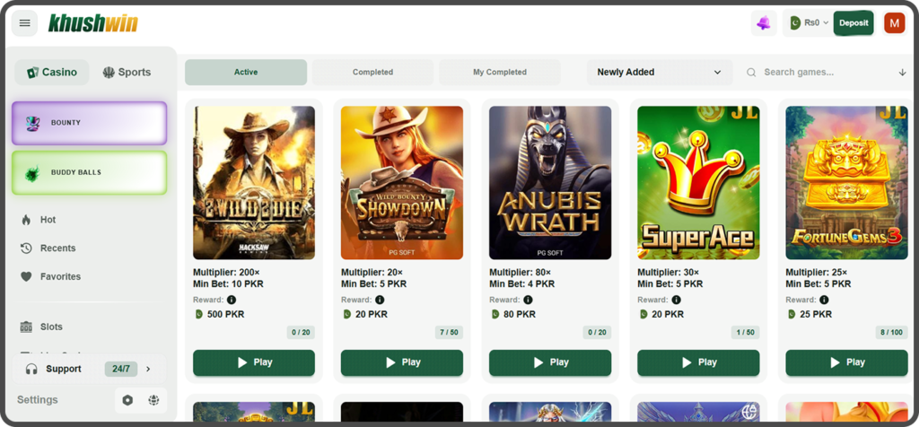Khushwin multiple online games for Android users